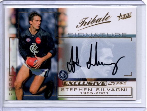2002 Select AFL SPX Tribute Signature Redemption Card TS4 Stephen Silvagni 002/100 - Carlton Blues
