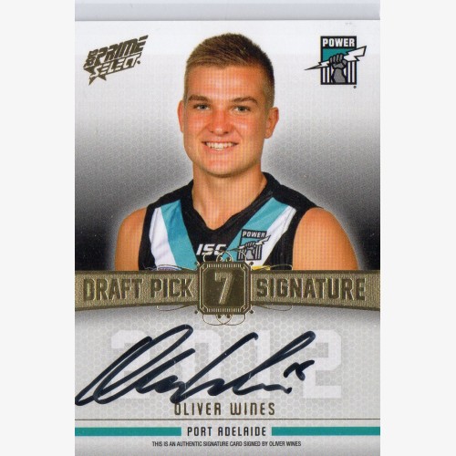 2013 Select Prime Draft Pick Signature DPS7 Oliver "Ollie" Wines  114/200 - Port Adelaide