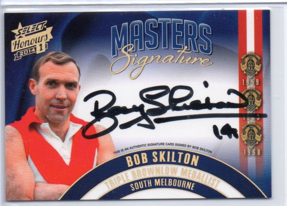 2014 AFL Select Honours Triple Masters Signature BTMS1 Bob Skilton  065/200 - South Melbourne (Sydney Swans)