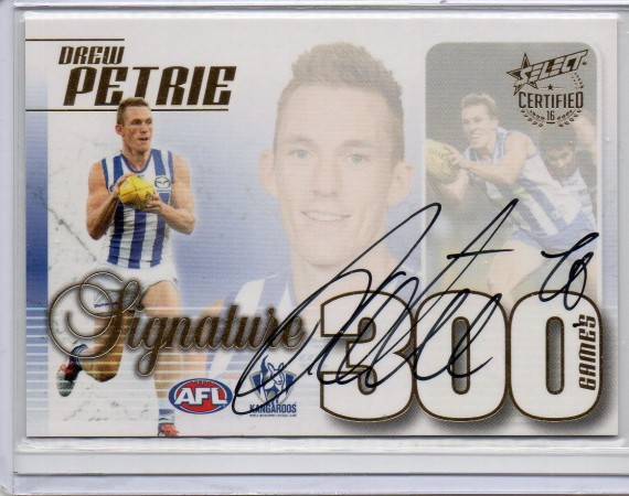 2016 Select Certified 300 Games Case Card Signature CC65S Drew Petrie 46/50 - North Melbourne Kangaroos