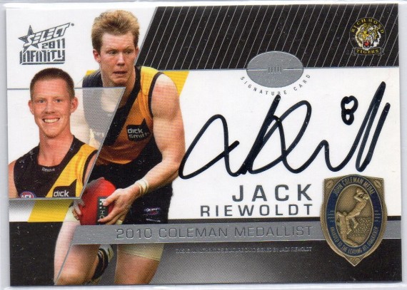 2011 Select Infinity Signature Redemption MSR3 Jack Riewoldt  132/200 - Richmond Tigers