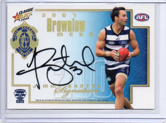 2008 Select Classic Brownlow Signature Redemption Card S2 Jimmy Bartel 073/100 - Geelong Cats