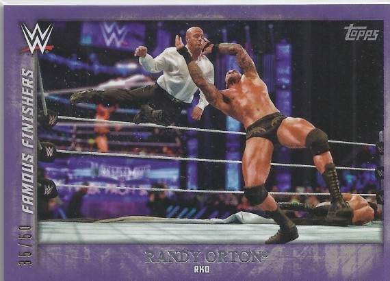 2015 TOPPS WWE UNDISPUTED Famous Finishers PURPLE PARALLEL Card FF-7 RANDY ORTON RKO 35/50