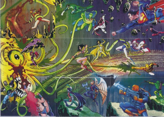 DC EPIC BATTLES 9 Card Puzzle set 3 Superman Green Arrow Robin Hawkman Wonder Woman