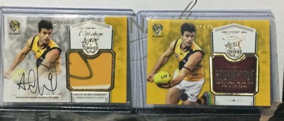 2016 AFL SELECT CERTIFIED GUERNSEY SIGNATURE REDEMPTION TRENT COTCHIN #24/80 RICHMOND TIGERS