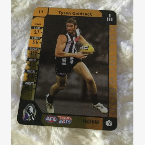 2015 AFL TEAMCOACH GOLD CARD COLLINGWOOD MAGPIES TYSON GOLDSACK