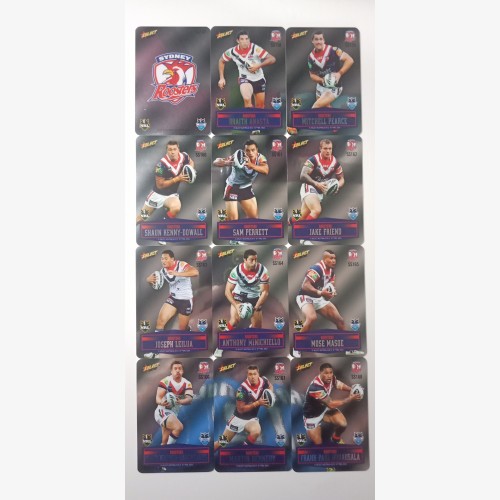 2012 NRL SELECT CHAMPIONS UNPEELED SILVER PARALLEL LASER STICKER TEAM SET PLUS GOLD CARDS - SYDNEY ROOSTERS