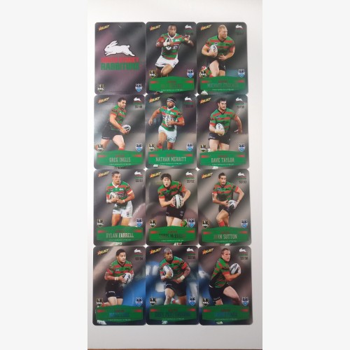 2012 NRL SELECT CHAMPIONS UNPEELED SILVER PARALLEL LASER STICKER TEAM SET PLUS GOLD CARDS - SOUTH SYDNEY RABBITOHS