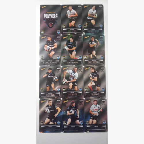 2012 NRL SELECT CHAMPIONS UNPEELED SILVER PARALLEL LASER STICKER TEAM SET PLUS GOLD CARDS - PENRITH PANTHERS