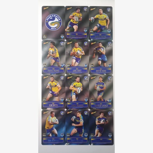 2012 NRL SELECT CHAMPIONS UNPEELED SILVER PARALLEL LASER STICKER TEAM SET PLUS GOLD CARDS - PARRAMATTA EELS