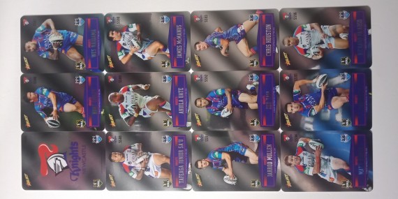 2012 NRL SELECT CHAMPIONS UNPEELED SILVER PARALLEL LASER STICKER TEAM SET PLUS GOLD CARDS - NEWCASTLE KNIGHTS
