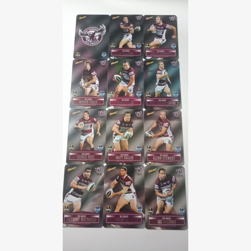 2012 NRL SELECT CHAMPIONS UNPEELED SILVER PARALLEL LASER STICKER TEAM SET PLUS GOLD CARDS - MANLY SEA EAGLES