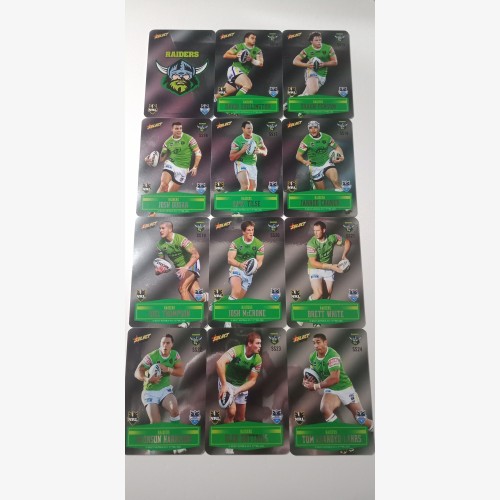2012 NRL SELECT CHAMPIONS UNPEELED SILVER PARALLEL LASER STICKER TEAM SET PLUS GOLD CARDS - CANBERRA RAIDERS