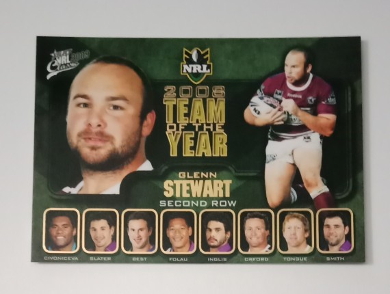 2009 NRL SELECT CLASSIC TEAM OF THE YEAR CARD #TY7 GLENN STEWART MANLY SEA EAGLES