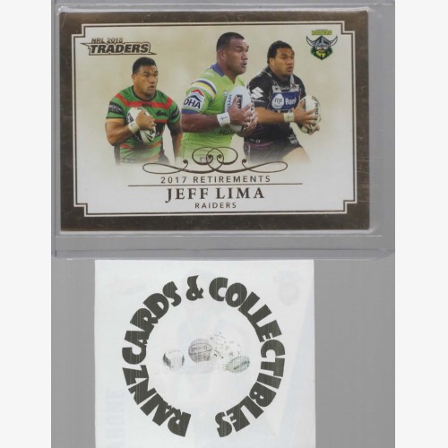 2018 TLA NRL TRADERS RETIREMENTS CARD R8 JEFF LIMA CANBERRA RAIDERS