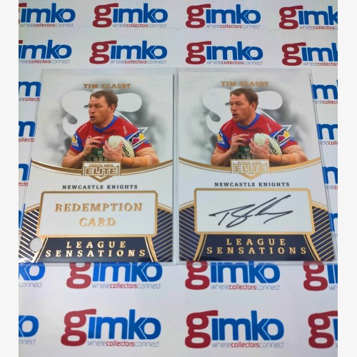 2020 NRL RUGBY LEAGUE TLA ELITE WHITE LEAGUE SENSATIONS SIGNATURE LS08 TIM GLASBY - NEWCASTLE KNIGHTS #52/80