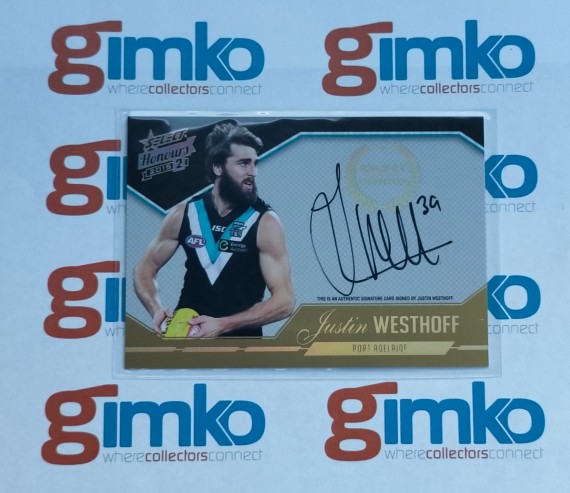 2015 AFL SELECT HONOURS CERTIFIED SIGNATURE SCS17 JUSTIN WESTHOFF - PORT ADELAIDE POWER  #311/400