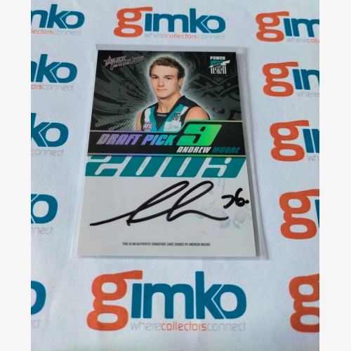 2010 AFL SELECT PRESTIGE DRAFT PICK SIGNATURE CARD DP9 ANDREW MOORE - PORT ADELAIDE POWER / RICHMOND TIGERS  #098/400