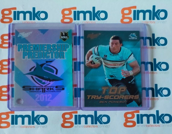 2012 NRL SELECT DYNASTY REDEEMED PREDICTOR PC4 AND TOP TRY-SCORERS TT4 BEN POMEROY - CRONULLA SHARKS