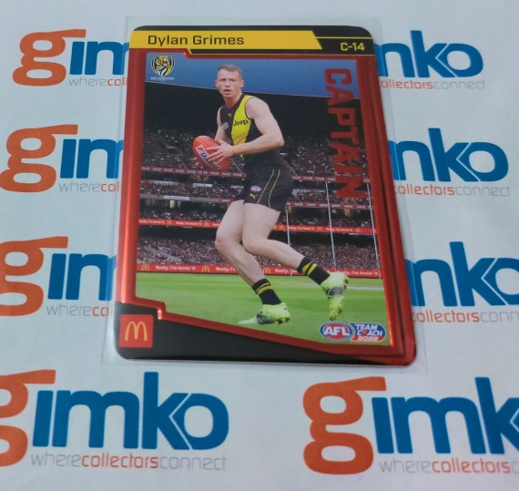 2022 AFL TEAMCOACH CAPTAIN CARD RED C-14 DYLAN GRIMES - RICHMOND TIGERS