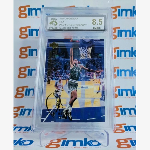 1993-94 NBA UPPER DECK BASKETBALL ALL ROOKIE FIRST TEAM #2 ANFERNEE HARDAWAY  RC GRADED CGA 8.5