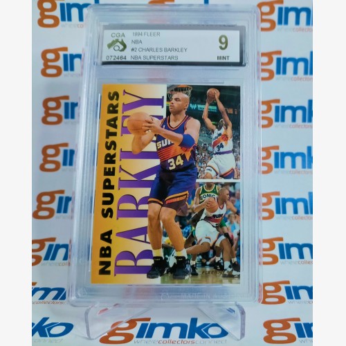 1993-94 NBA FLEER BASKETBALL SUPERSTARS #2 CHARLES BARKLEY GRADED CGA 9