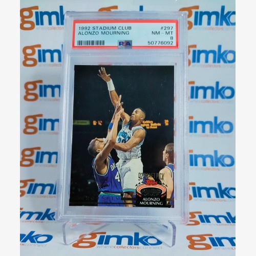 1992-93 NBA TOPPS STADIUM CLUB BASKETBALL 1992 DRAFT PICK #297 ALONZO MOURNING ROOKIE CARD RC GRADED PSA 8