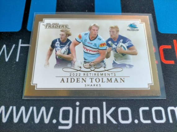 2023 TLA NRL Traders Titanium - Retirements - R14 Aiden Tolman  - Cronulla Sharks