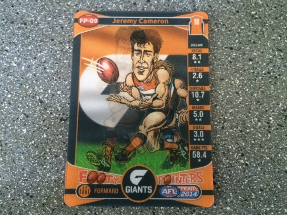 2014 AFL Teamcoach Footy Pal Card - FP09 - Jeremy Cameron - Greater Western Sydney - Giants