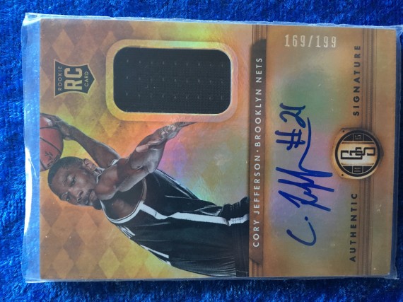 Cory Jefferson Brooklyn Nets 2014-15 Panini Gold Standard Rookie Autograph Jersey Swatch #169/199
