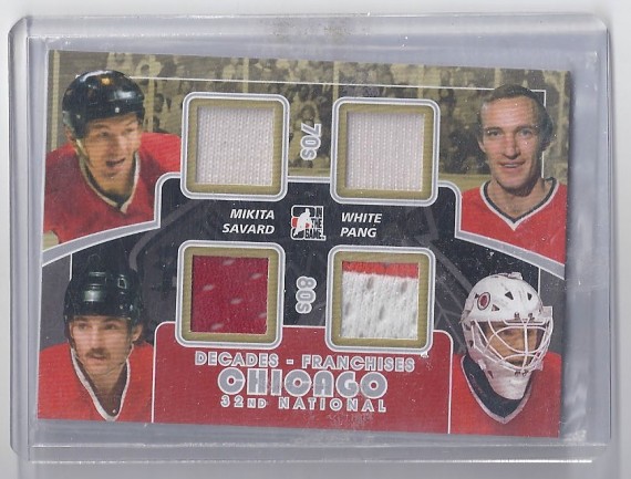 2010-11 In the Game Decades National Convention Franchises Game-Used Silver #CC-05 - Stan Mikita, Bill White, Denis Savard, Darren Pang