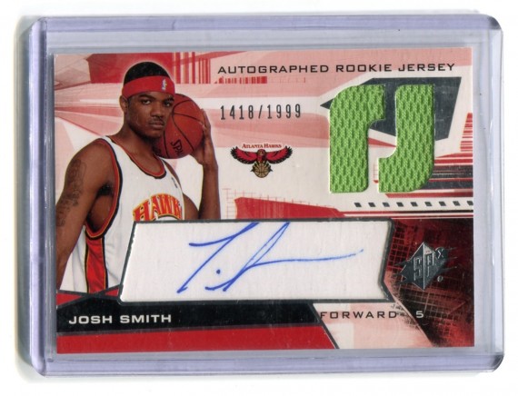 2004-05 SPx #139 Josh Smith Rookie JSY AU RC Rookie #/1999 - Atlanta Hawks