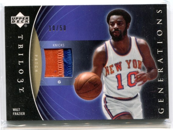 2006-07 Upper Deck Trilogy Generations Past Patches #PMWF Walt Frazier 10/50 2CLR JERSEY NUMBERED!! - New York Knicks