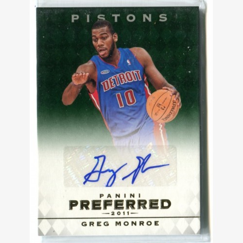 2011-12 Panini Preferred Emerald #310 Greg Monroe 10/75 AU - JERSEY NUMBERED!! - Detroit Pistons