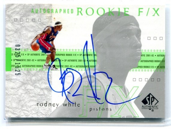 2001-02 SP Authentic #129 Rodney White AU RC  #d/1525 - Detroit Pistons