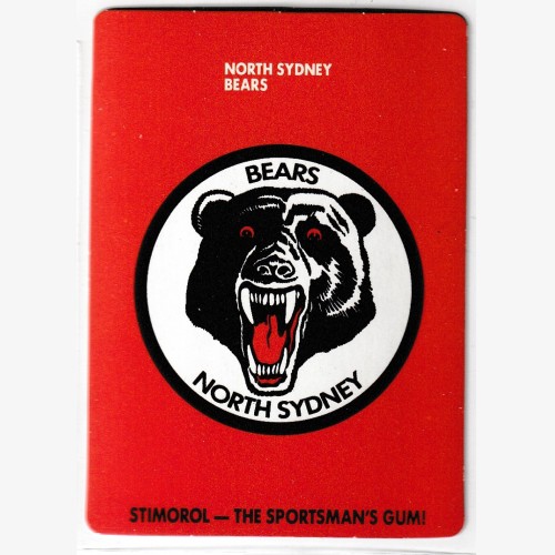 1989 NRL STIMOROL/SCANLENS #86 NORTH SYDNEY BEARS 🔥🌟💎🏉 EX+ Condition 👀 Rugby League💨