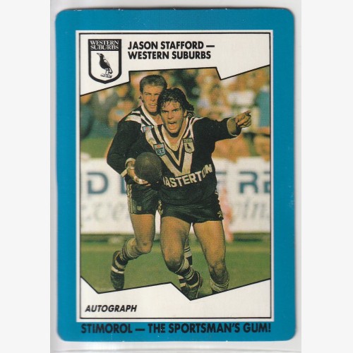 1989 NRL STIMOROL/SCANLENS #145 JASON STAFFORD 🔥🌟💎🏉 EXCELLENT Condition 👀 Rugby League💨