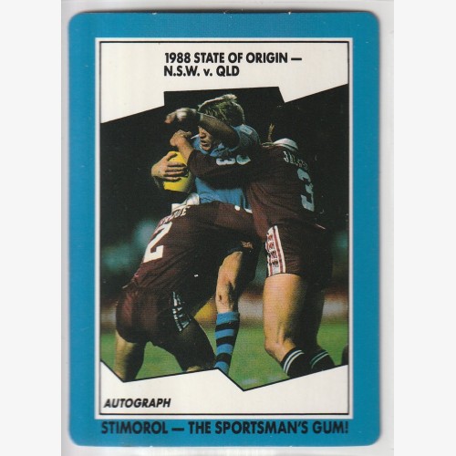 1989 NRL STIMOROL/SCANLENS #150 1988 STATE OF ORIGIN N.S.W v. QLD 🔥🌟💎🏉 EXCELLENT Condition 👀 Rugby League💨