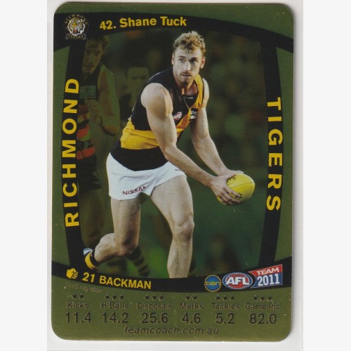 2011 TEAMCOACH GOLD  42. SHANE TUCK 🏉  NM/MT Condition 🏉💨