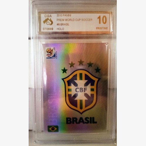 2010 PANINI WORLD CUP - 8 BRASIL LOGO CGA 10 PRISTINE ⚽Premium⚽ FIFA  (BRAZIL)