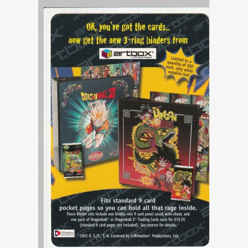 2001 ARTBOX DRAGONBALL Z - PROMOTIONAL GAME CARD - Hero Collection SERIES 3 -MAJIN BUU SAGA & FUSION SAGA - Part 3