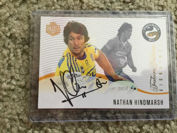 2018 NRL Glory  Nathan Hindmarsh Future Famers Signature card 148/420 Signature Smudged
