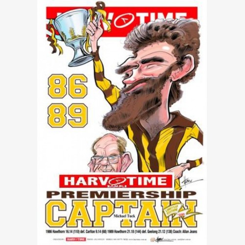 Michael Tuck - Hawthorn Hawks Premiership Captain (Harv Time Poster)
