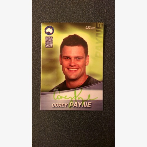 APSC Corey Payne signature card, signed in green