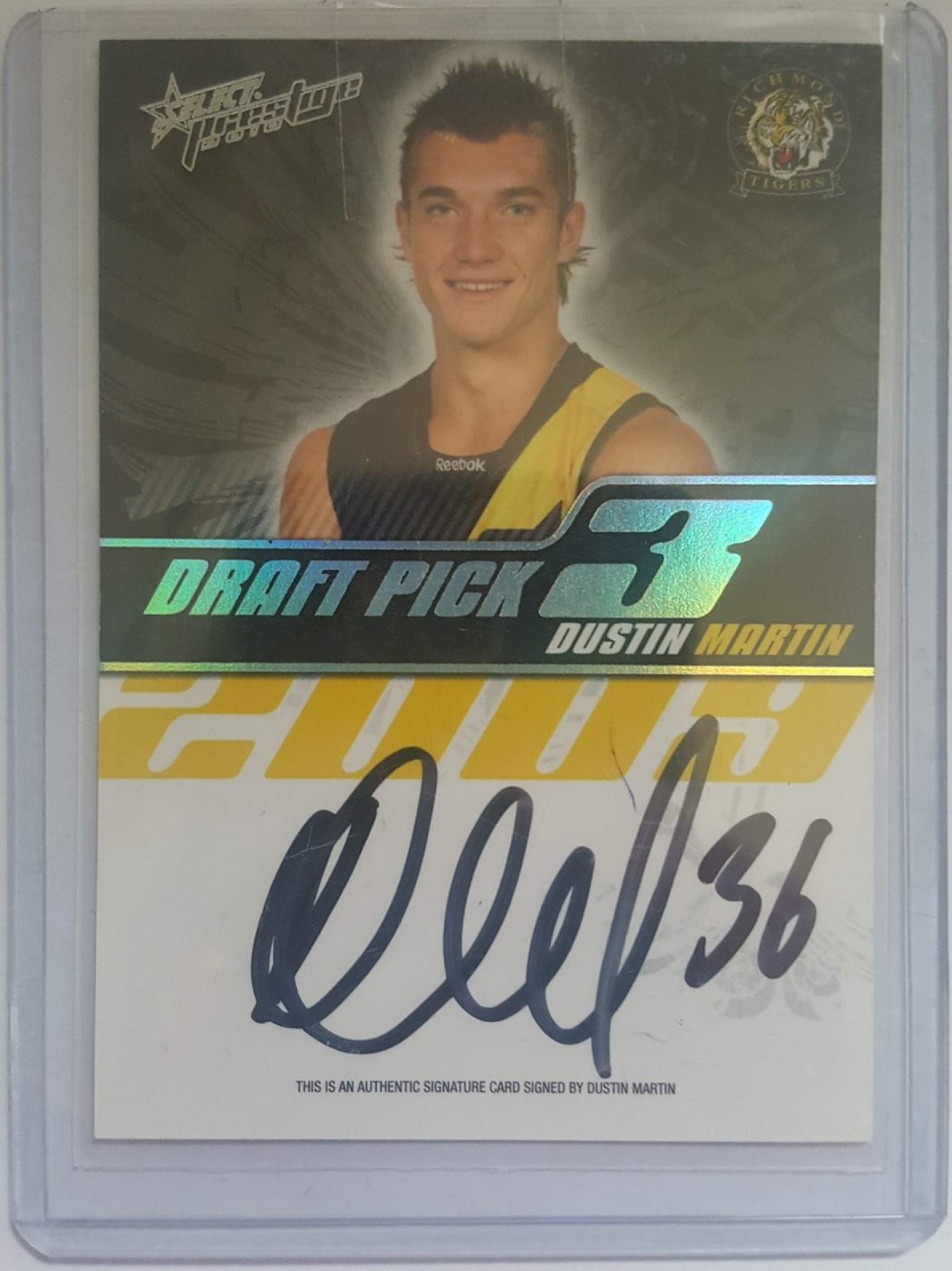 Richmond 2010 Select AFL Champions Draft Rookie Card DR3 Dustin Martin
